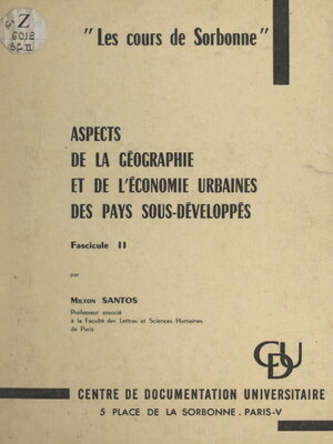 cover image of Aspects de la géographie et de l'économie urbaines des pays sous-développés